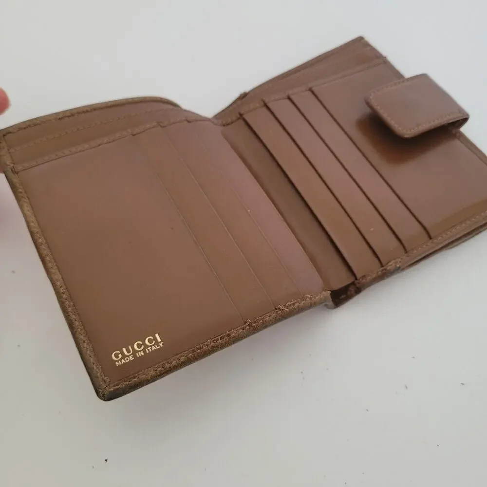 GUCCI Horsebit Suede Leather Wallet Card Compact Bifold Brown Medium Box - Picture 4 of 15